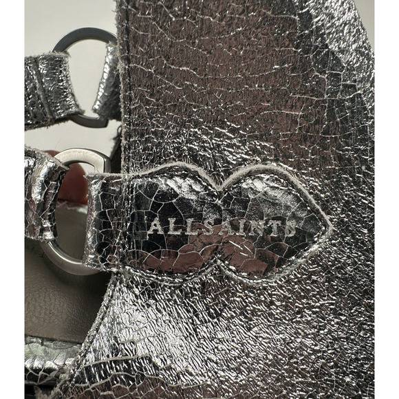 Allsaints Desola Silver Leather Slingback Western Mules Womens 8 US 38 EU $379 - Picture 7 of 11